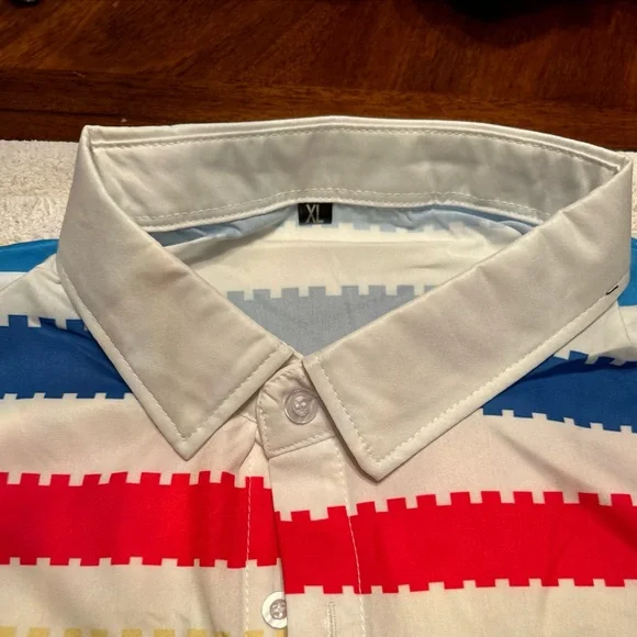 SHEIN Men’s XL Striped Short Sleeve Button Down Shirt - Picture 2 of 5